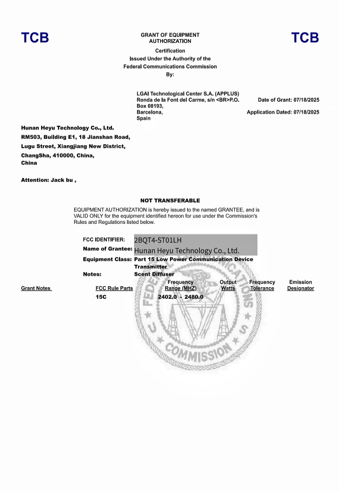 2BQT4 - ST01SR - TCB from 731 Grant of Equipment Authorization 